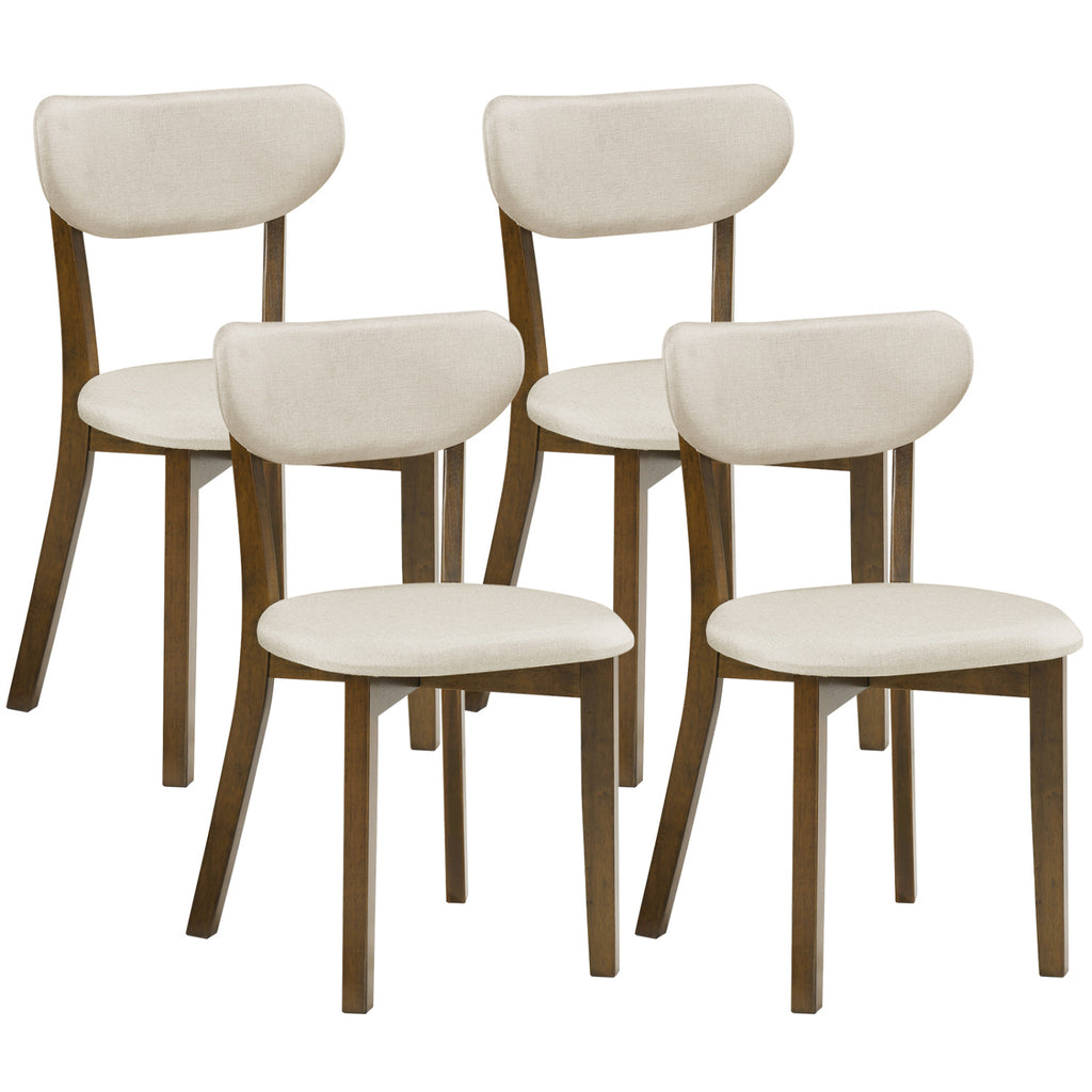 Dining Chairs Set of 4, White - Rubber Wood Frame