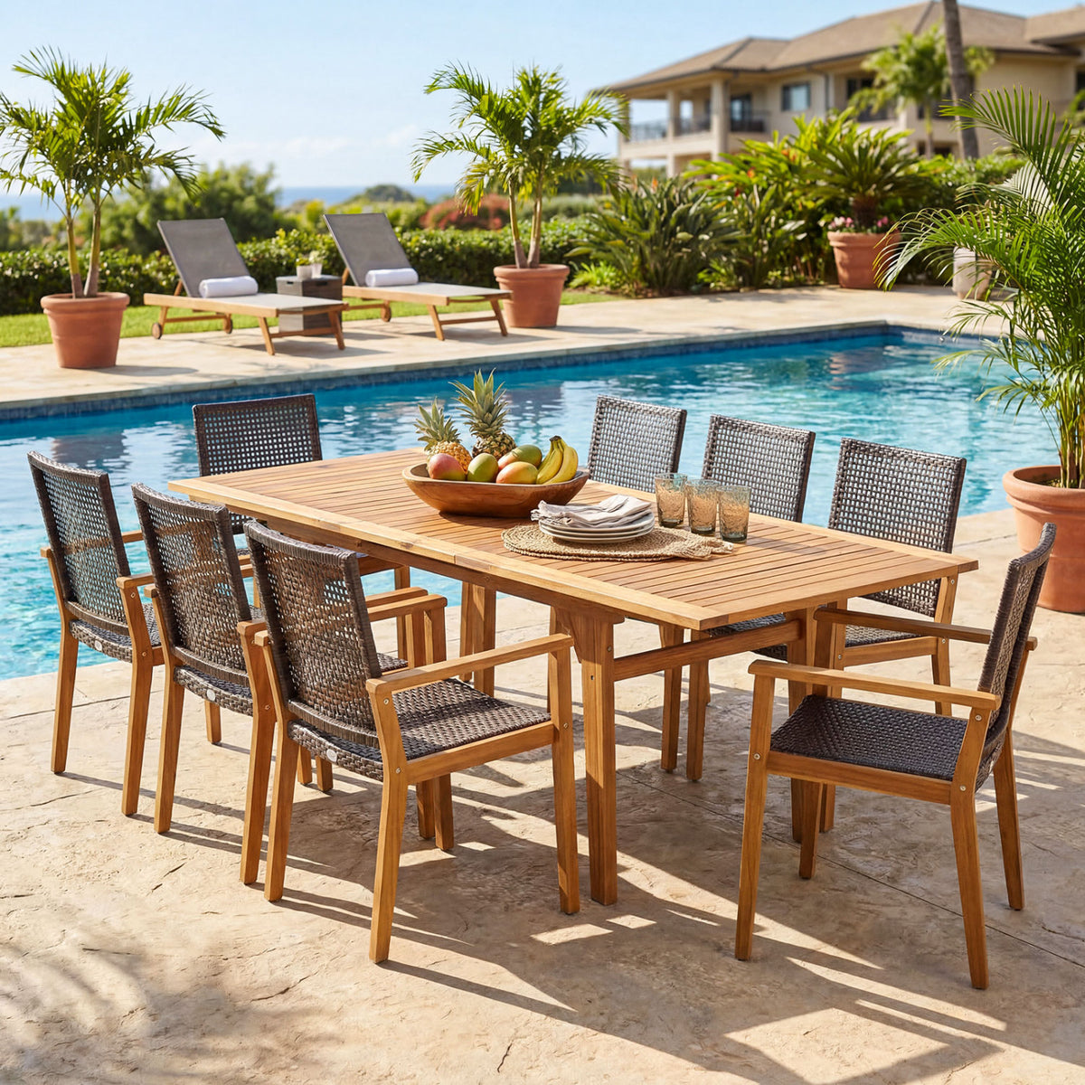9-Piece Expandable Patio Dining Set for Deck and Garden