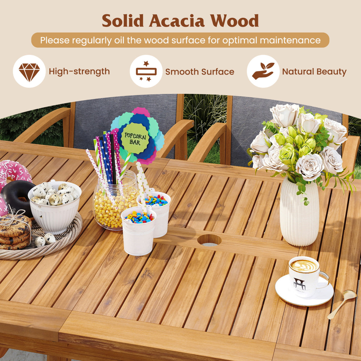 9-Piece Expandable Patio Dining Set for Deck and Garden