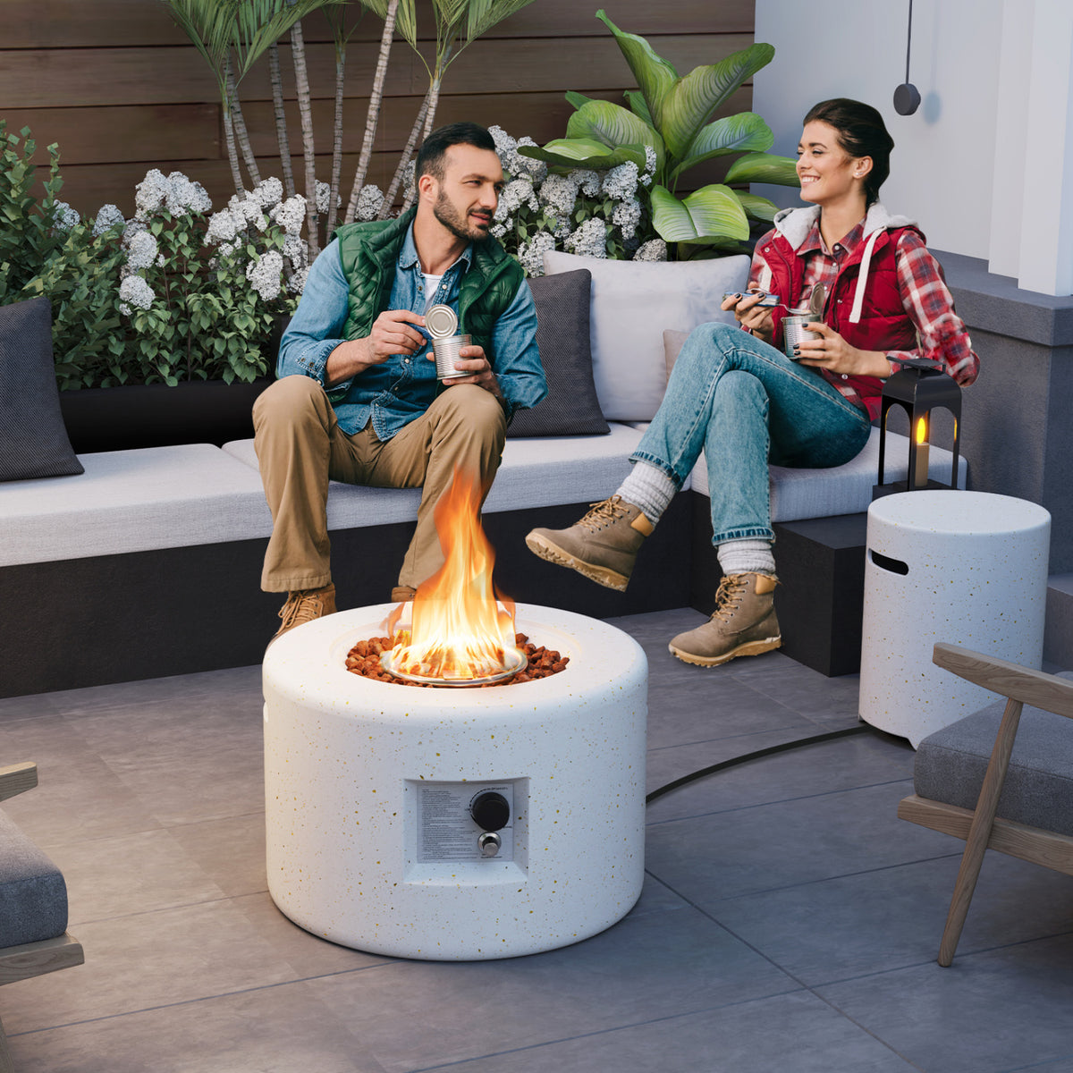 40,000 BTU Fire Pit Table Set with Hideaway Tank Holder