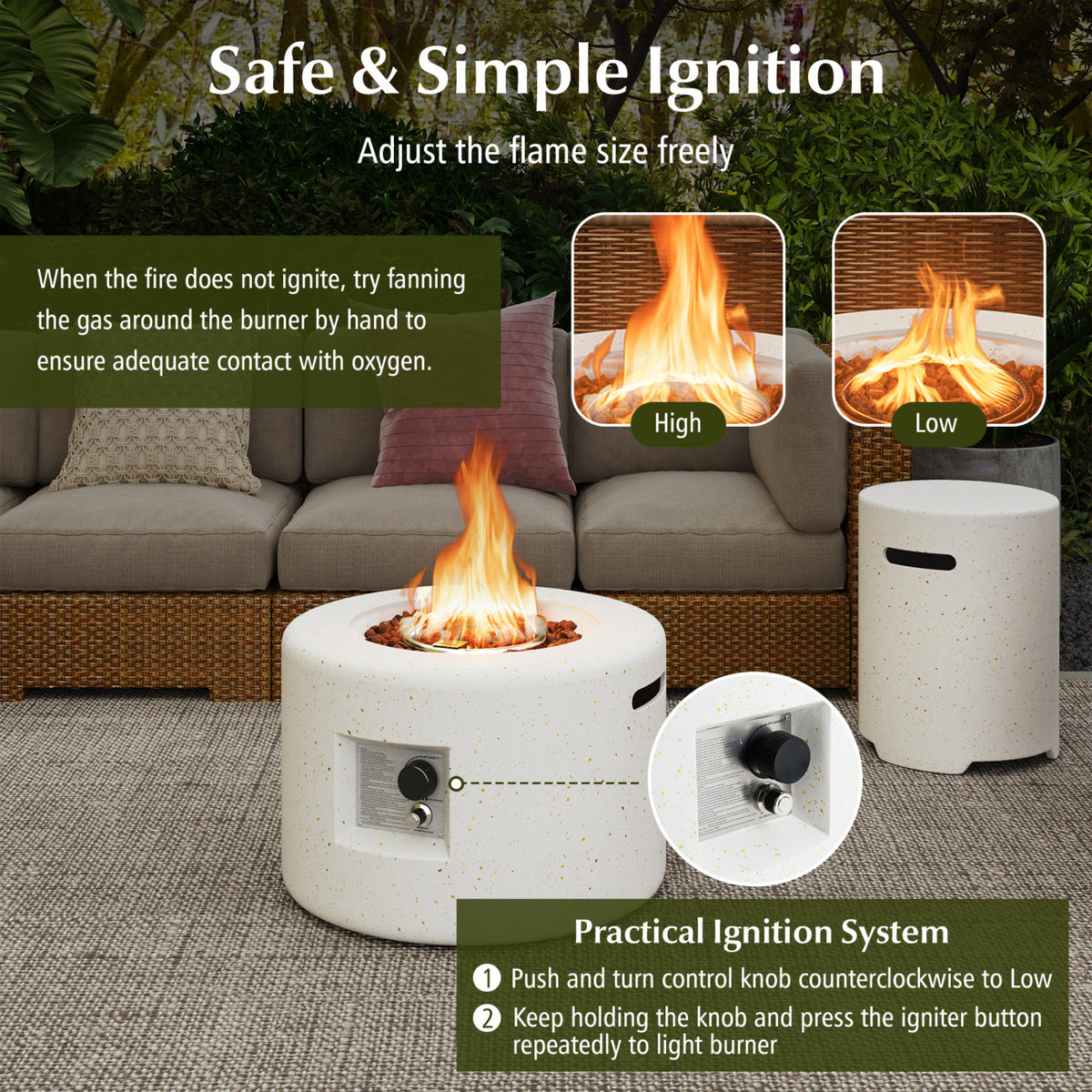 40,000 BTU Fire Pit Table Set with Hideaway Tank Holder