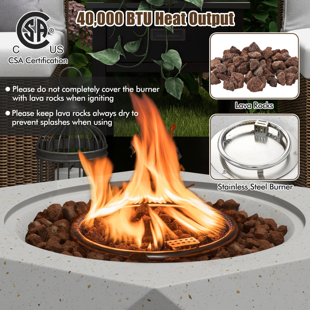 40,000 BTU Fire Pit Table Set with Stainless Steel Burner