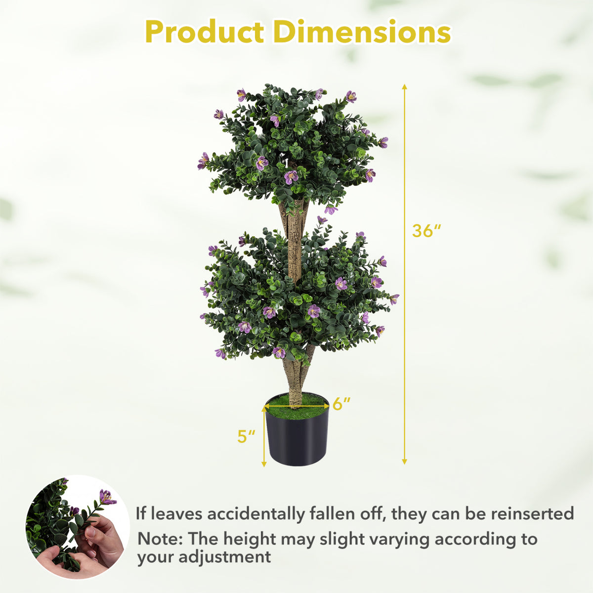Artificial Double Ball Boxwood Topiary Tree with 41 Blossoms - Purple Variation