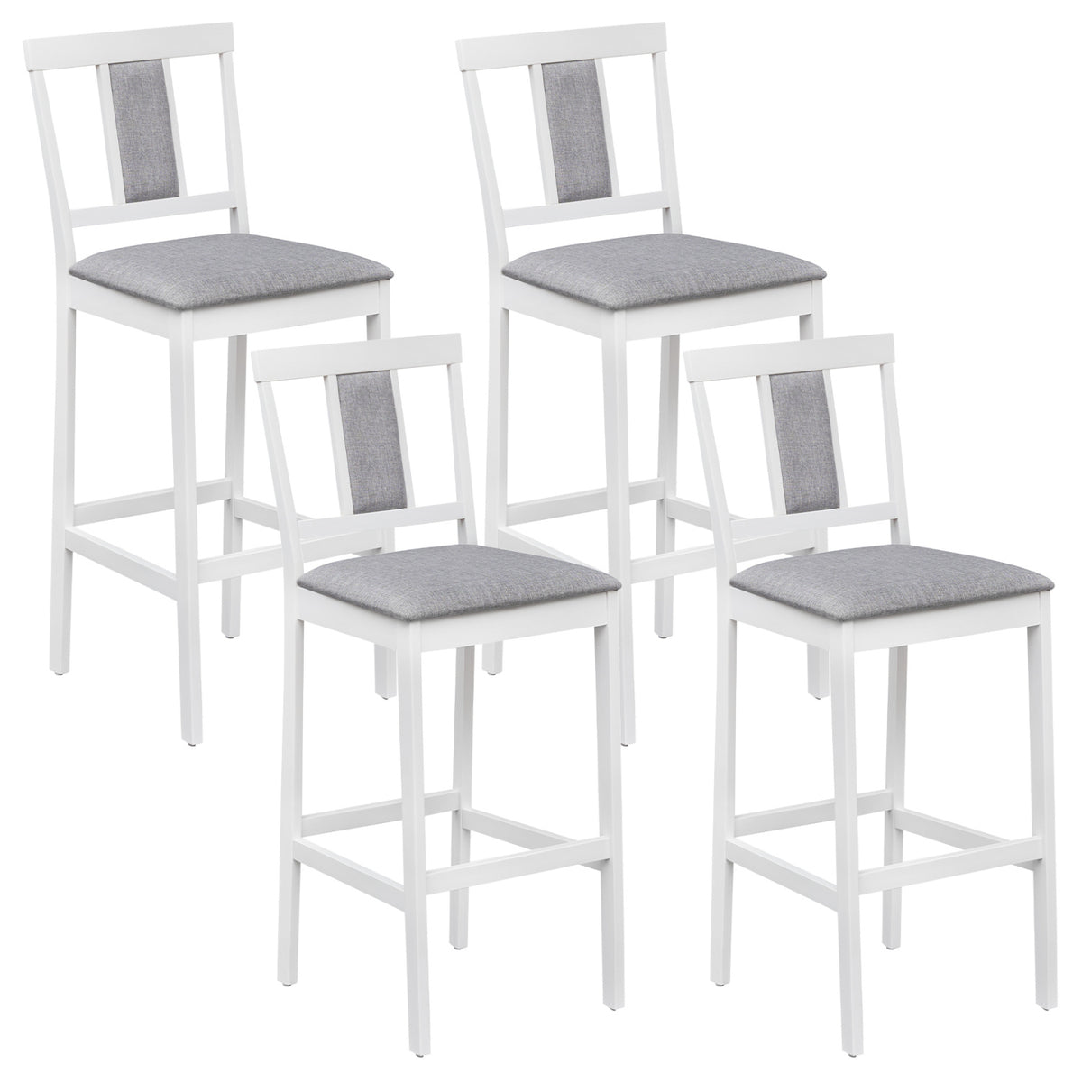 Set of 4 Upholstered Bar Stools 29.5" - White Padded Seat