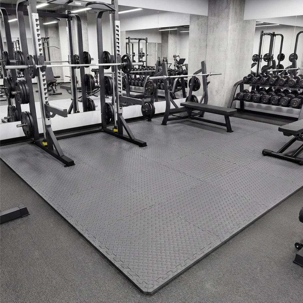 Gray 1/2-Inch Puzzle Exercise Floor Mats - Interlocking EVA Foam for Gym & Playroom