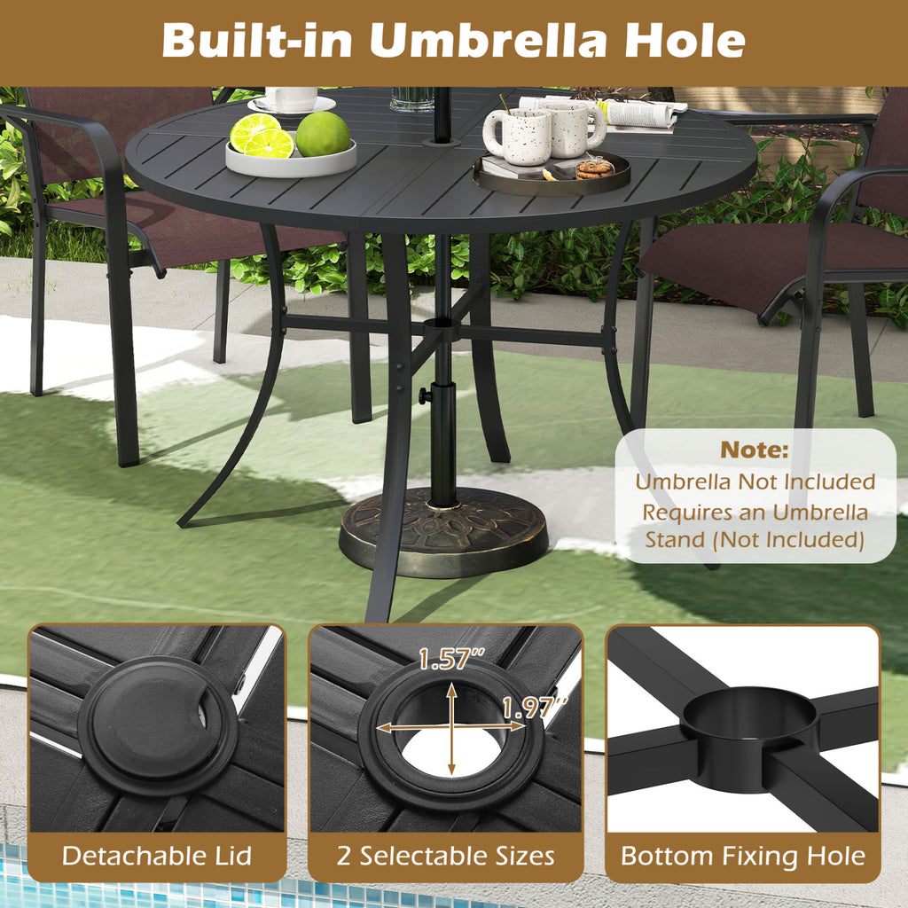 5 Pieces Patio Dining Set for 4 42.5 inch Outdoor Round Metal Table