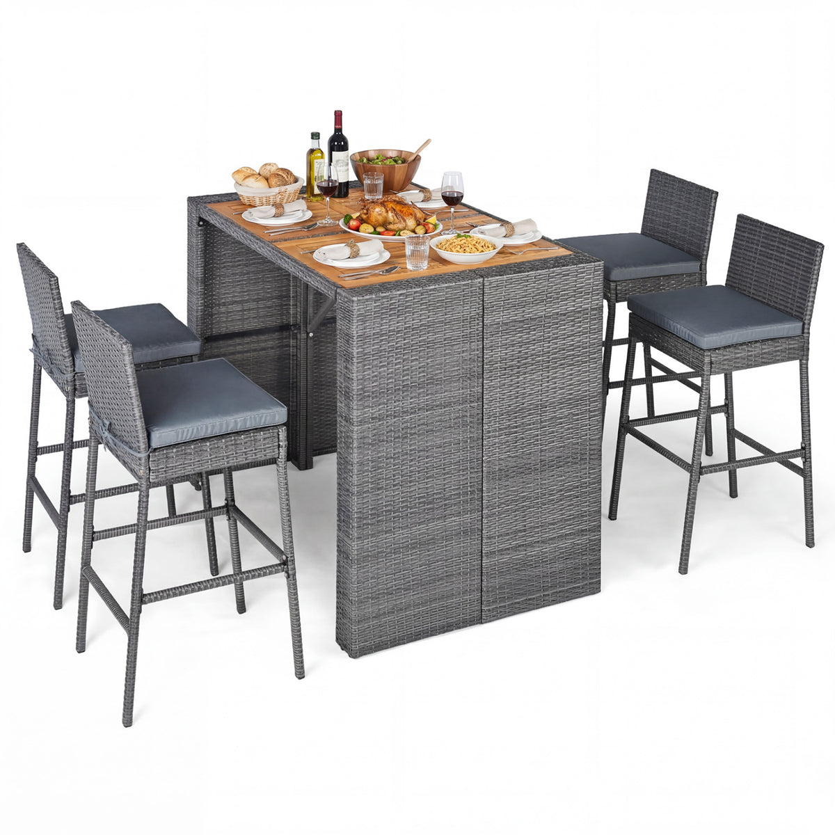 7-Piece Patio Bar Set with Cushions - Style 1