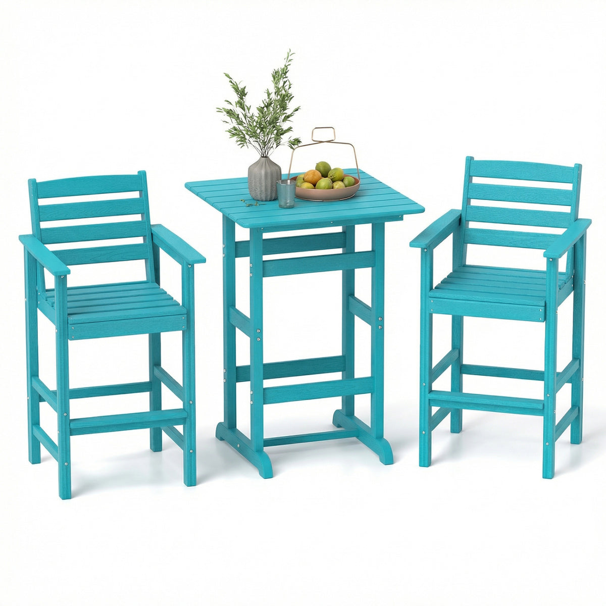 Patio HDPE Adirondack Bar Chairs Set of 2, Black
