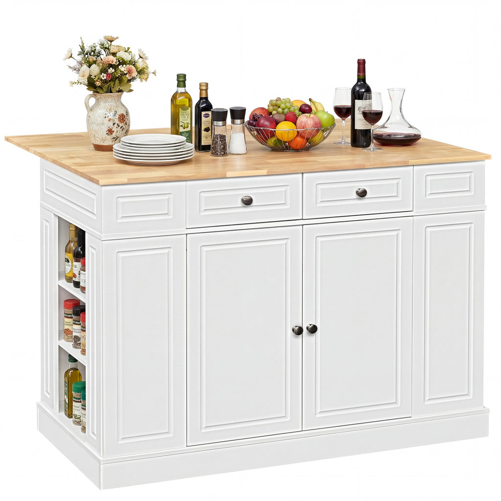 Kitchen Island with Storage & 2 Counter Height Bar Stools Set