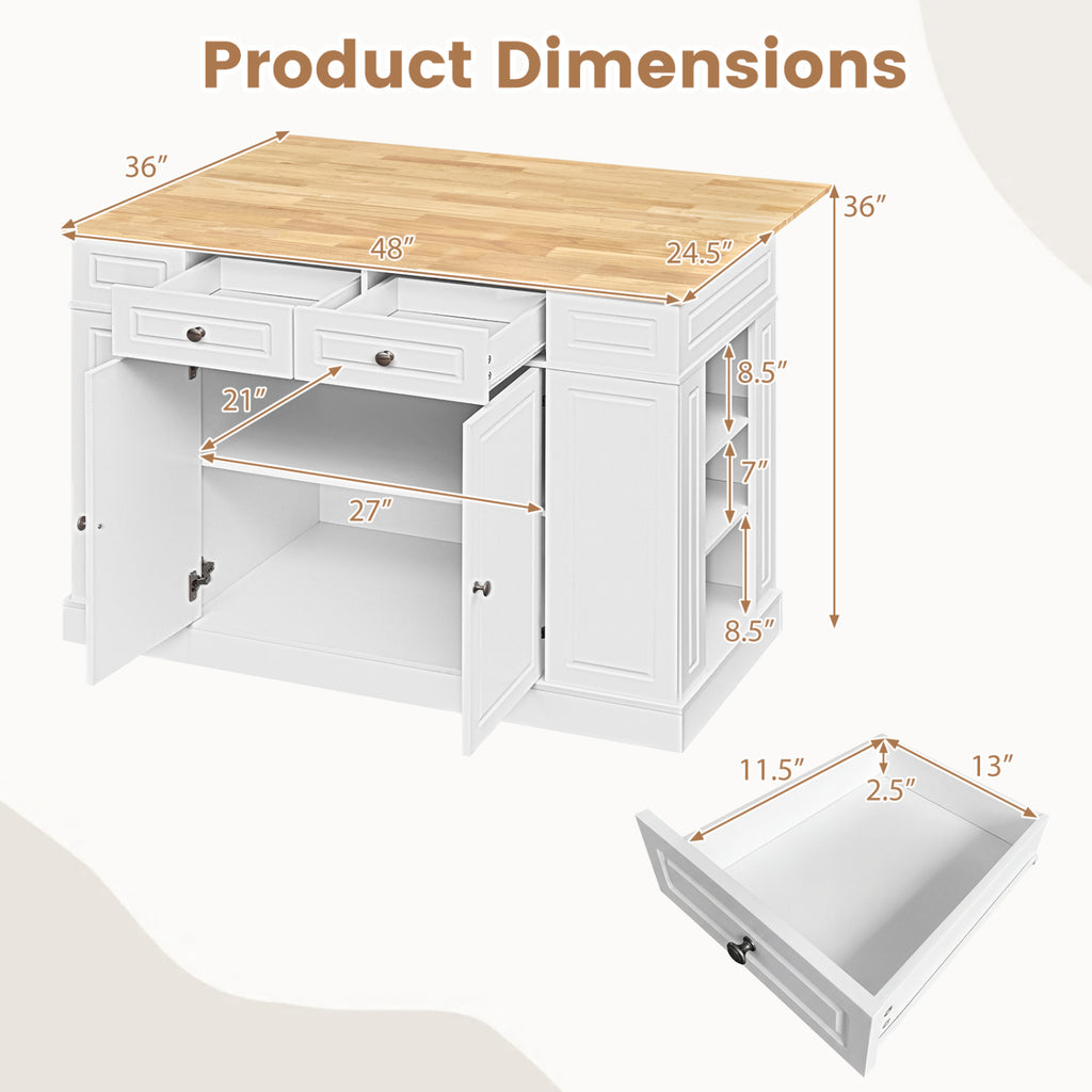 Kitchen Island with 2 Counter Height Bar Stools – Storage