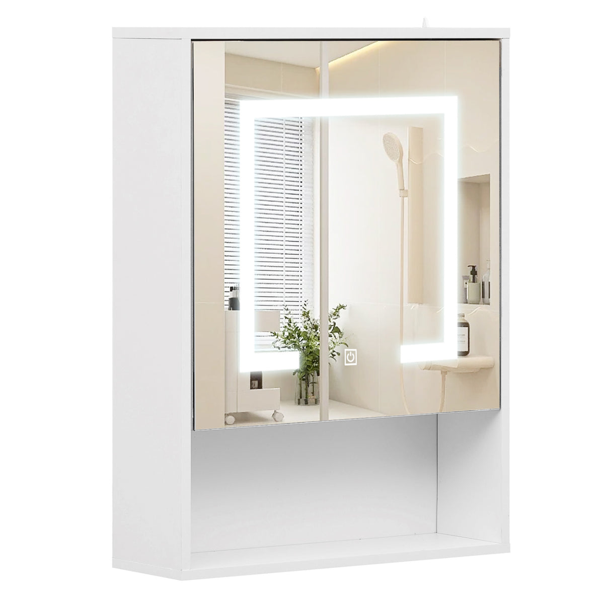 Wall Mounted Medicine Cabinet with 2-Tier Towel Bar - Black