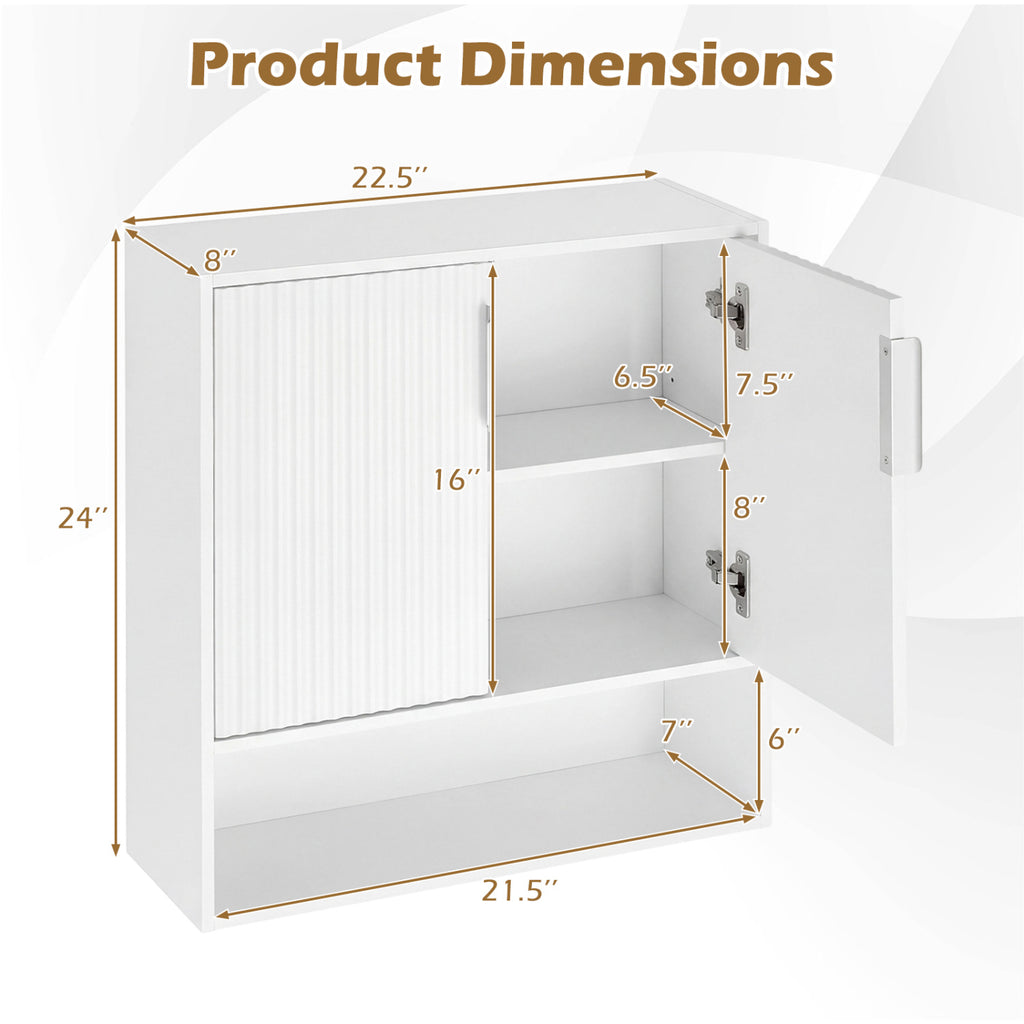 Bathroom Wall Cabinet with Open Cube and Adjustable Shelf - White