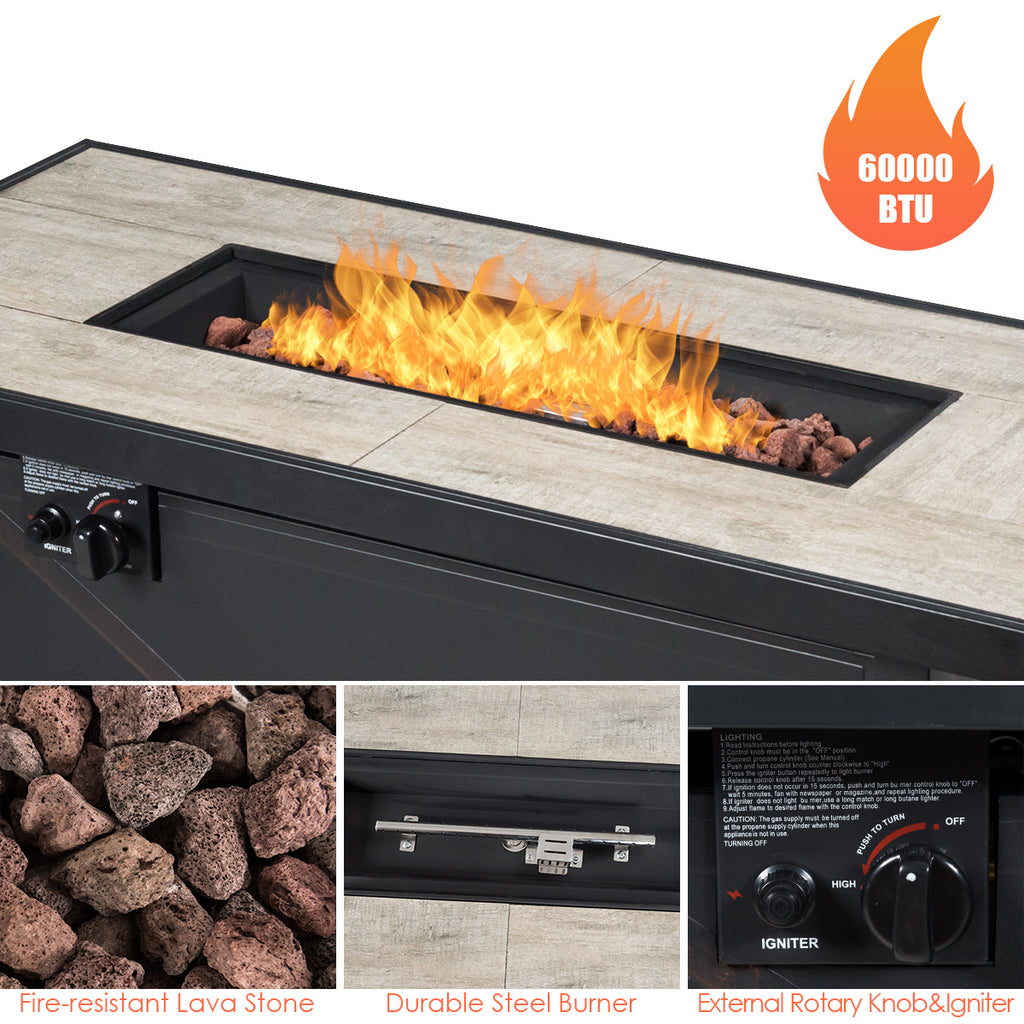 5-Piece Patio Furniture Set with Propane Fire Pit Table