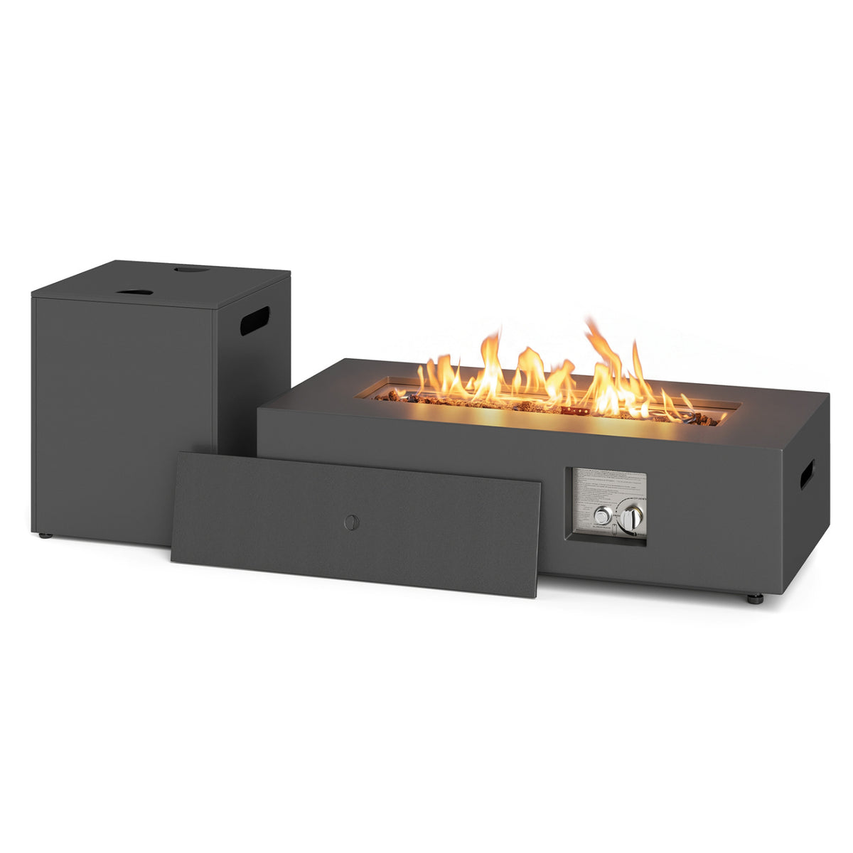 42 Inch Outdoor Rectangular Fire Table 50,000 BTU with Tank Holder
