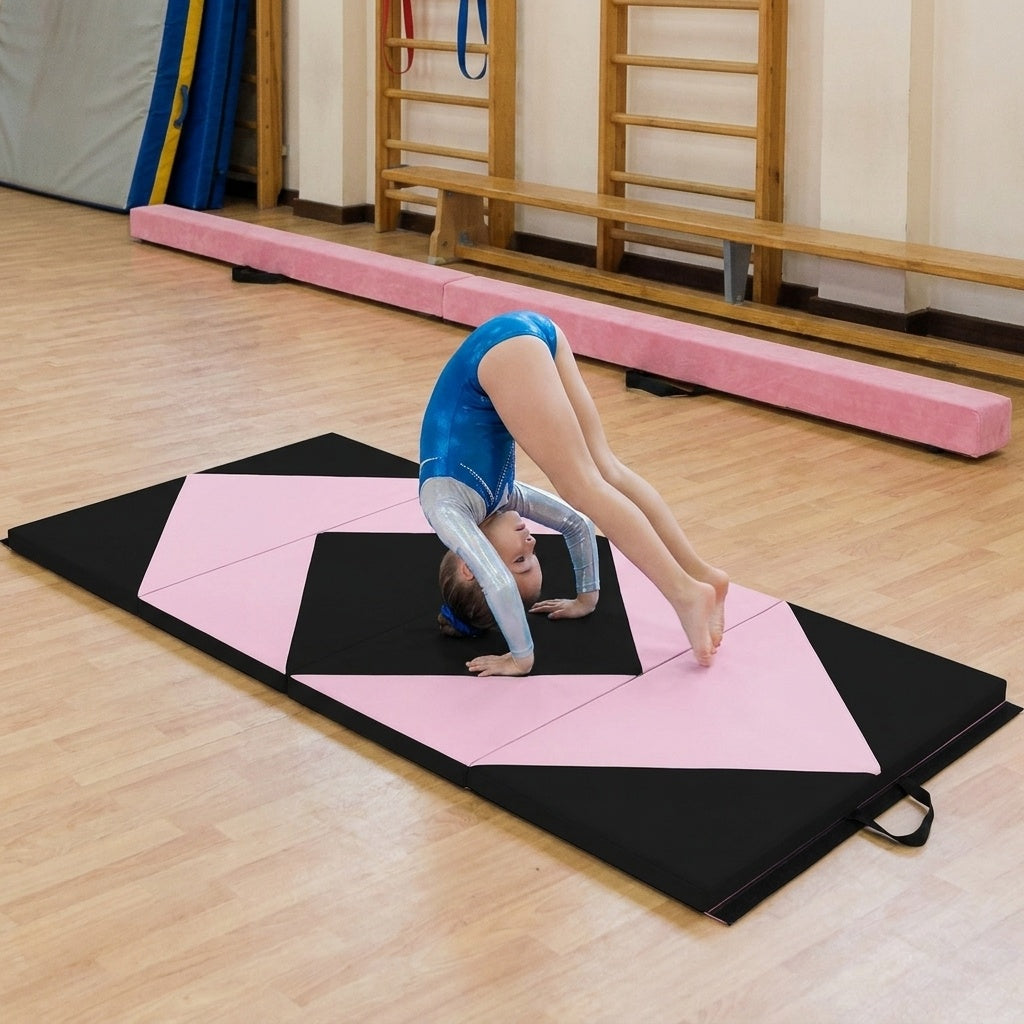 Portable Folding Gymnastics Balance Beam & Mat Set - Yoga Variation