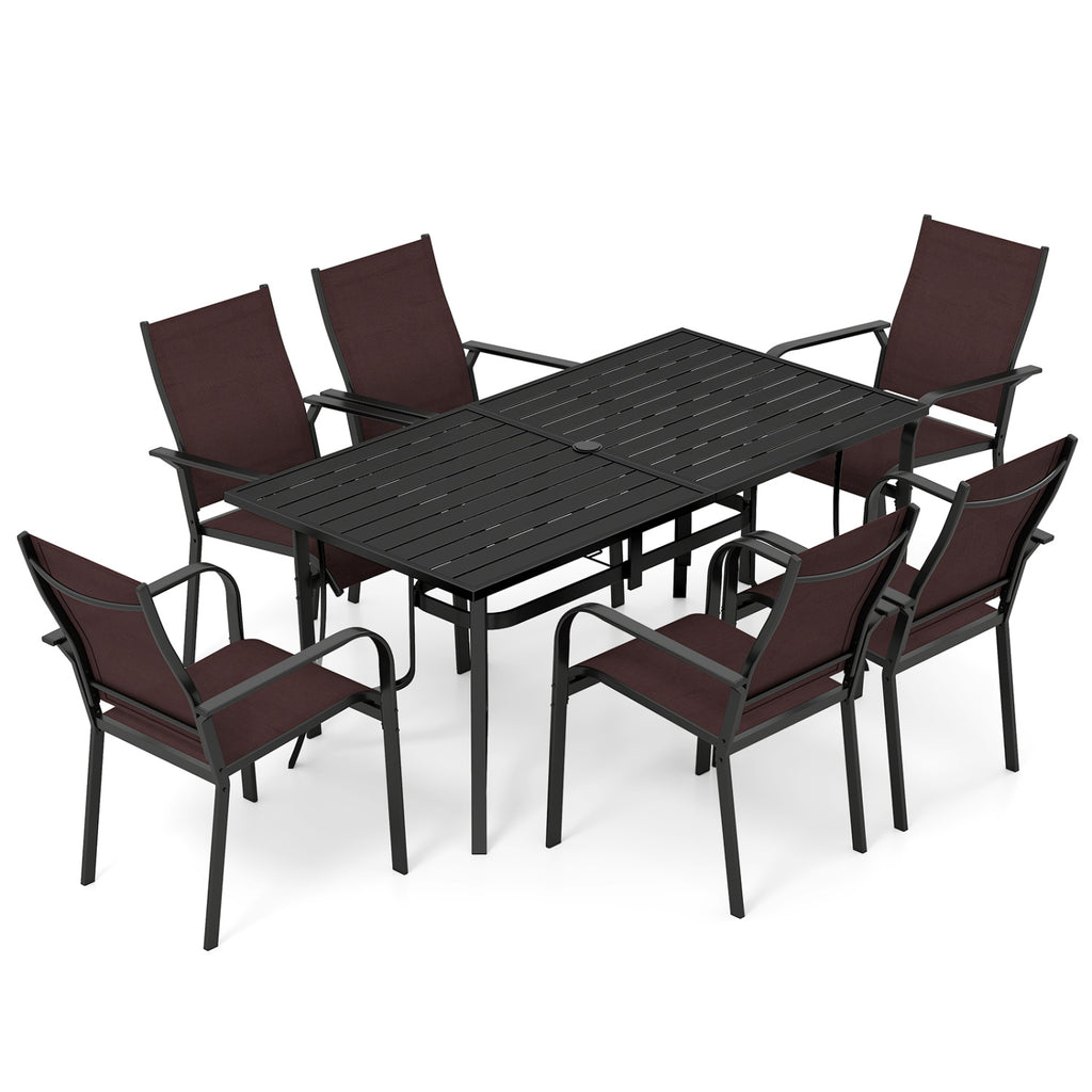 7-Piece Patio Dining Set for 6 with Rectangle Metal Table and