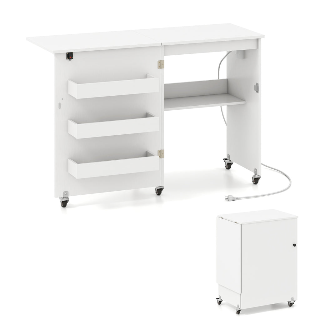 Beginner Sewing Machine & Folding Craft Table with Charging Station