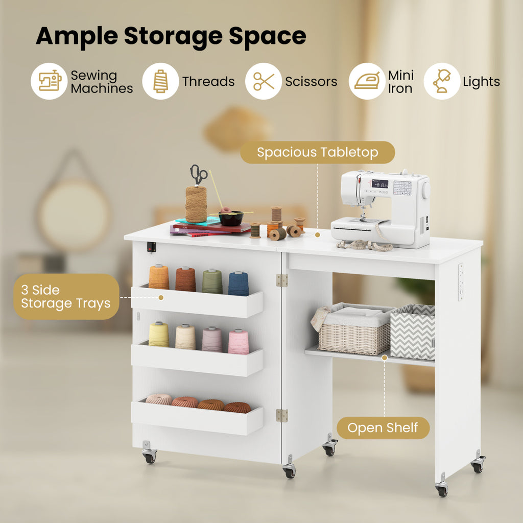 Beginner Sewing Machine & Folding Craft Table with Charging Station