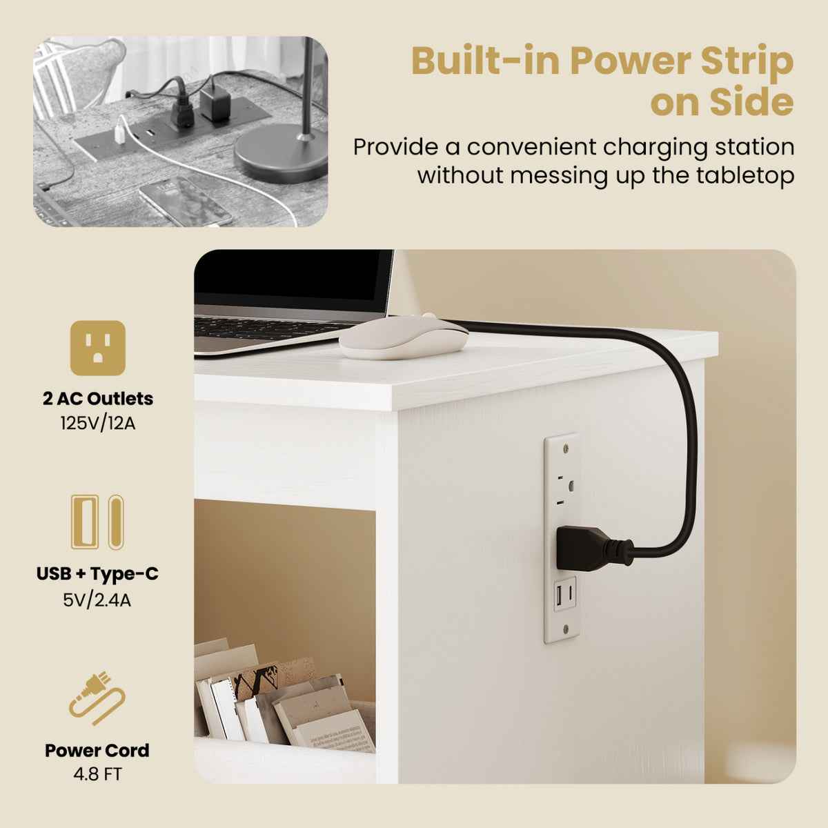 Beginner Sewing Machine & Folding Craft Table with Charging Station