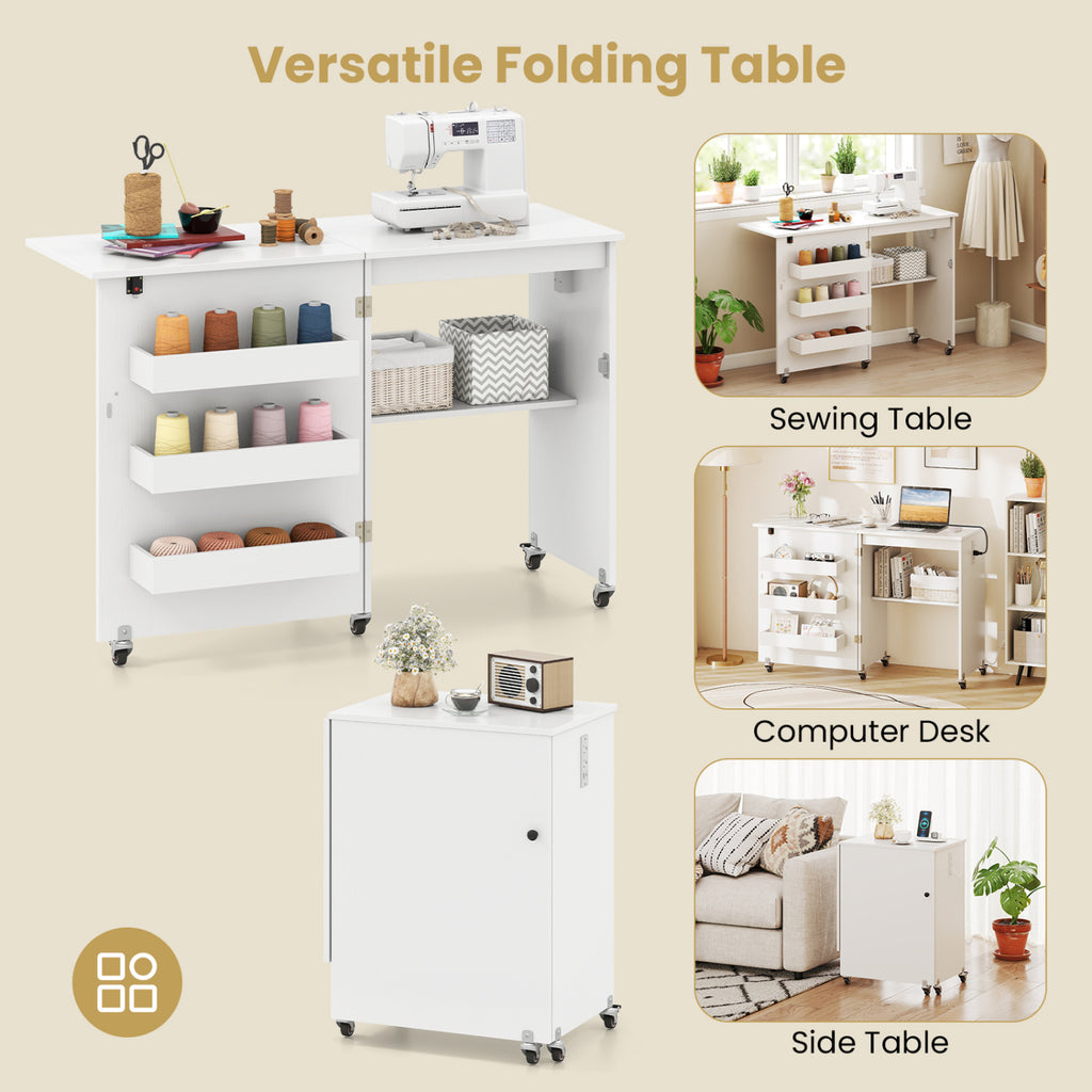 Beginner Sewing Machine & Folding Craft Table with Charging Station
