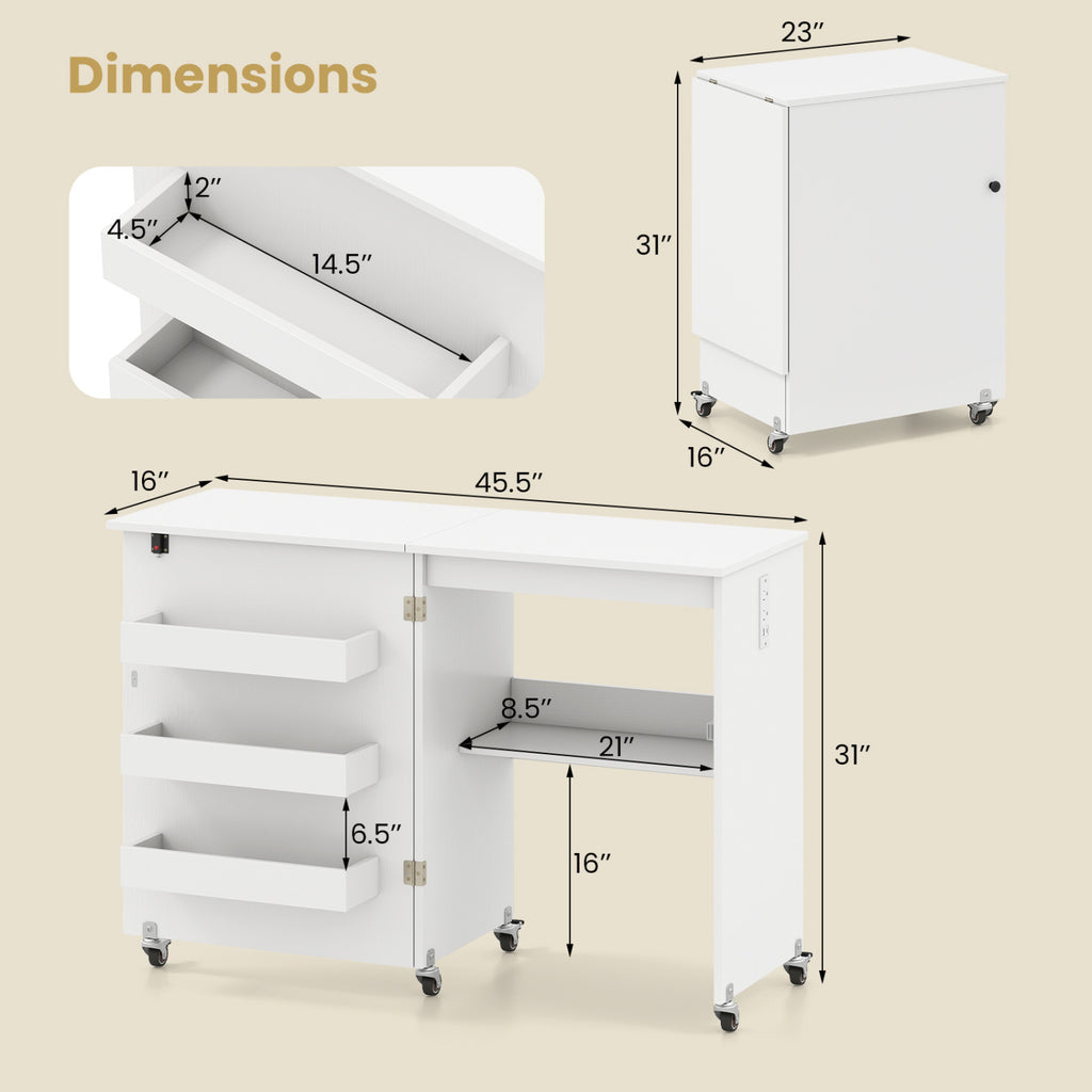 Beginner Sewing Machine & Folding Craft Table with Charging Station
