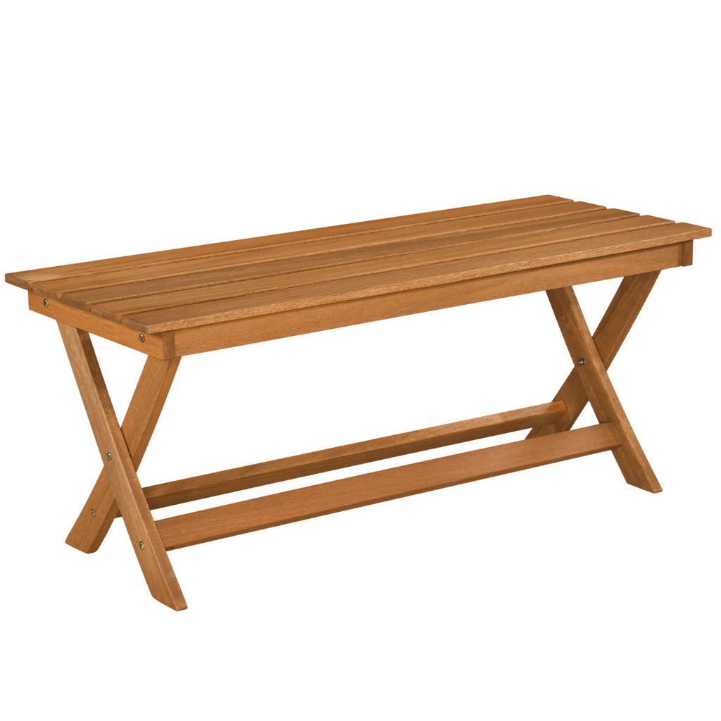 2-Person 44" Solid Wood Outdoor Bench with Slatted Seat for Patio