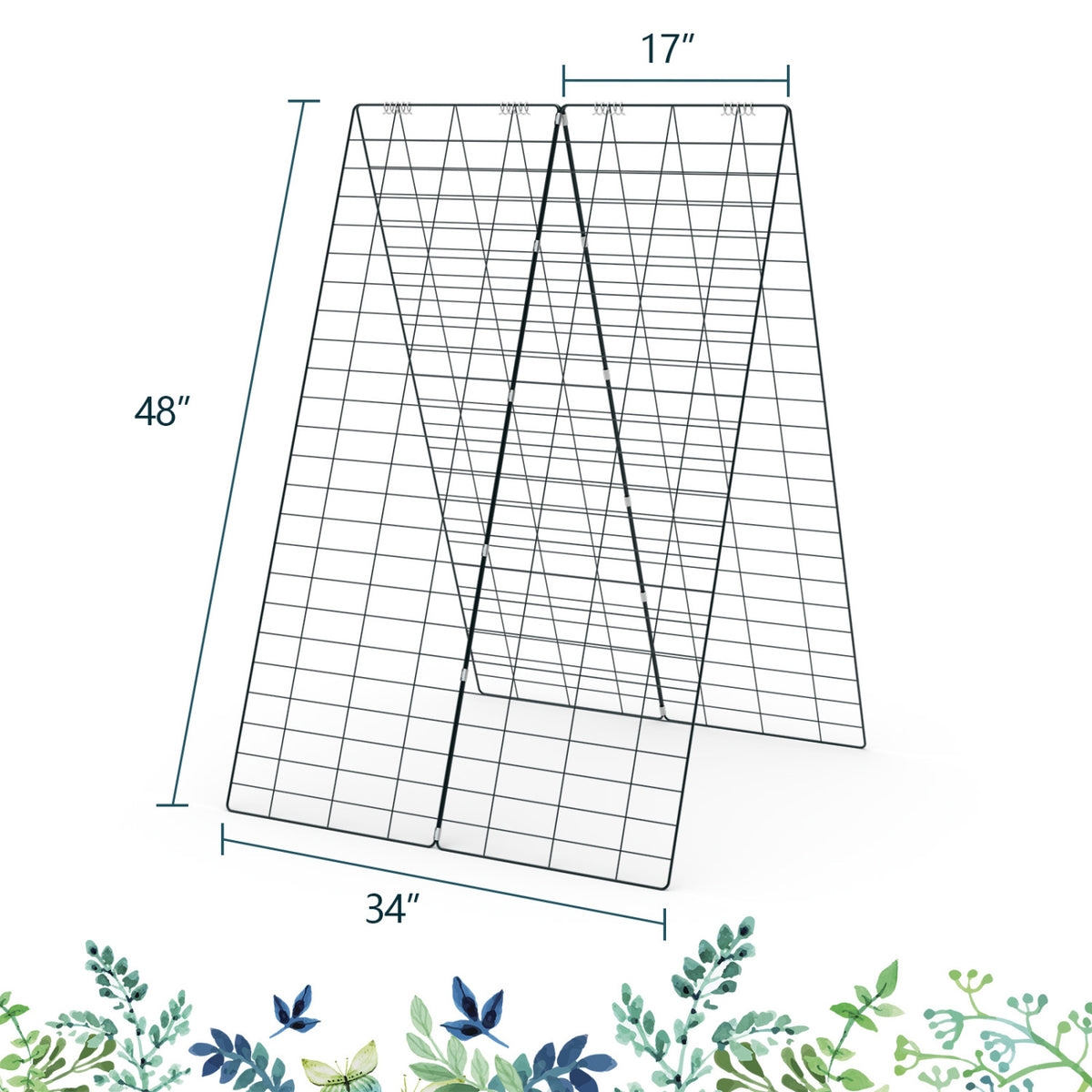 A-Frame Garden Trellis for Climbing Plant with Ground Stake and Cable