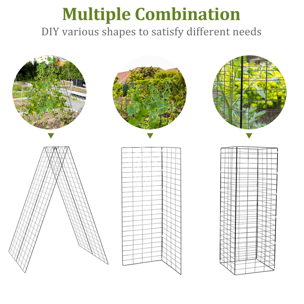 A-Frame Garden Trellis for Climbing Plant with Ground Stake and Cable
