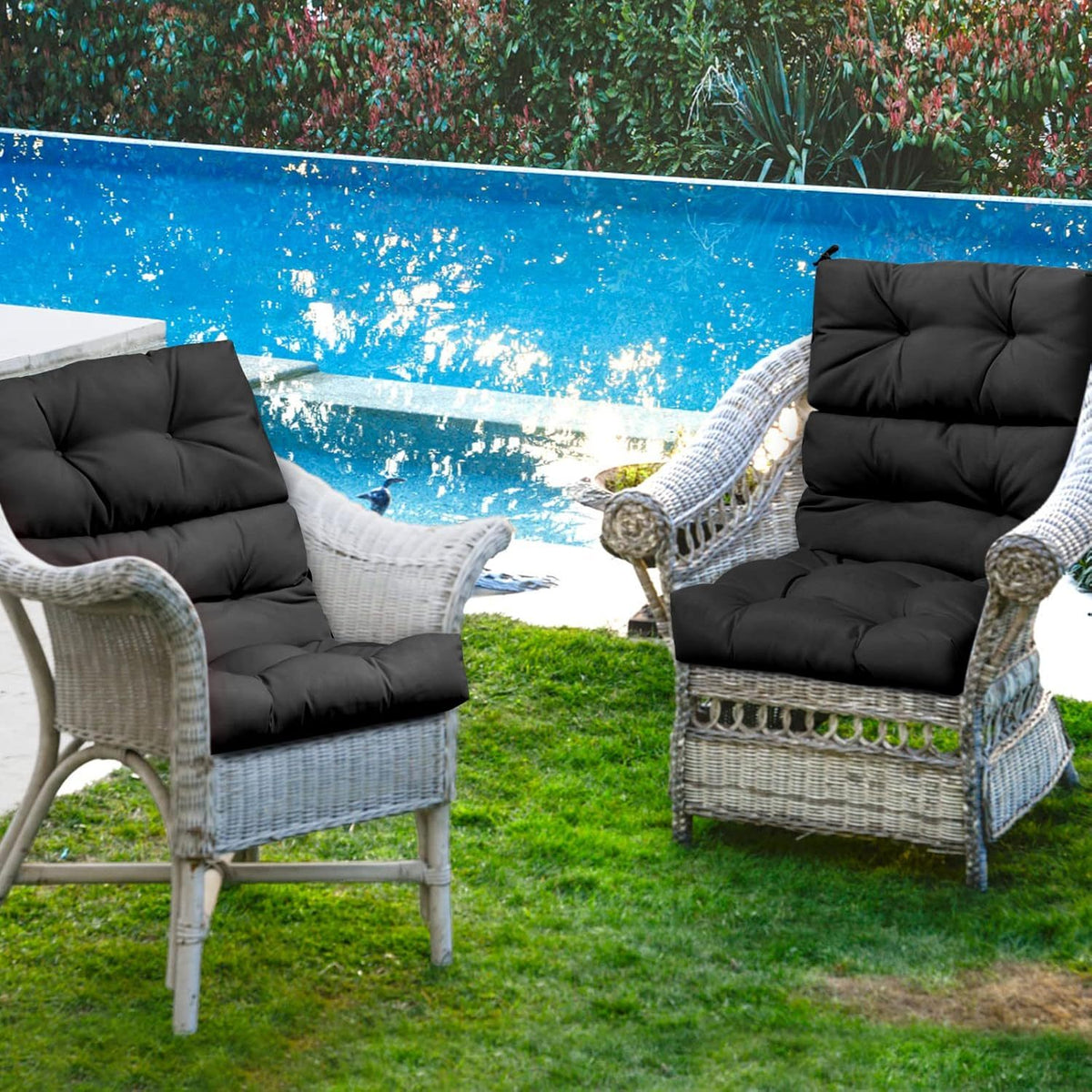 Set of 2 High Back Chair Cushion with Adjustable Height