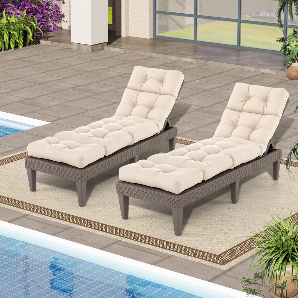 73"x22" Outdoor Lounge Chaise Cushion with High Back String Ties Set