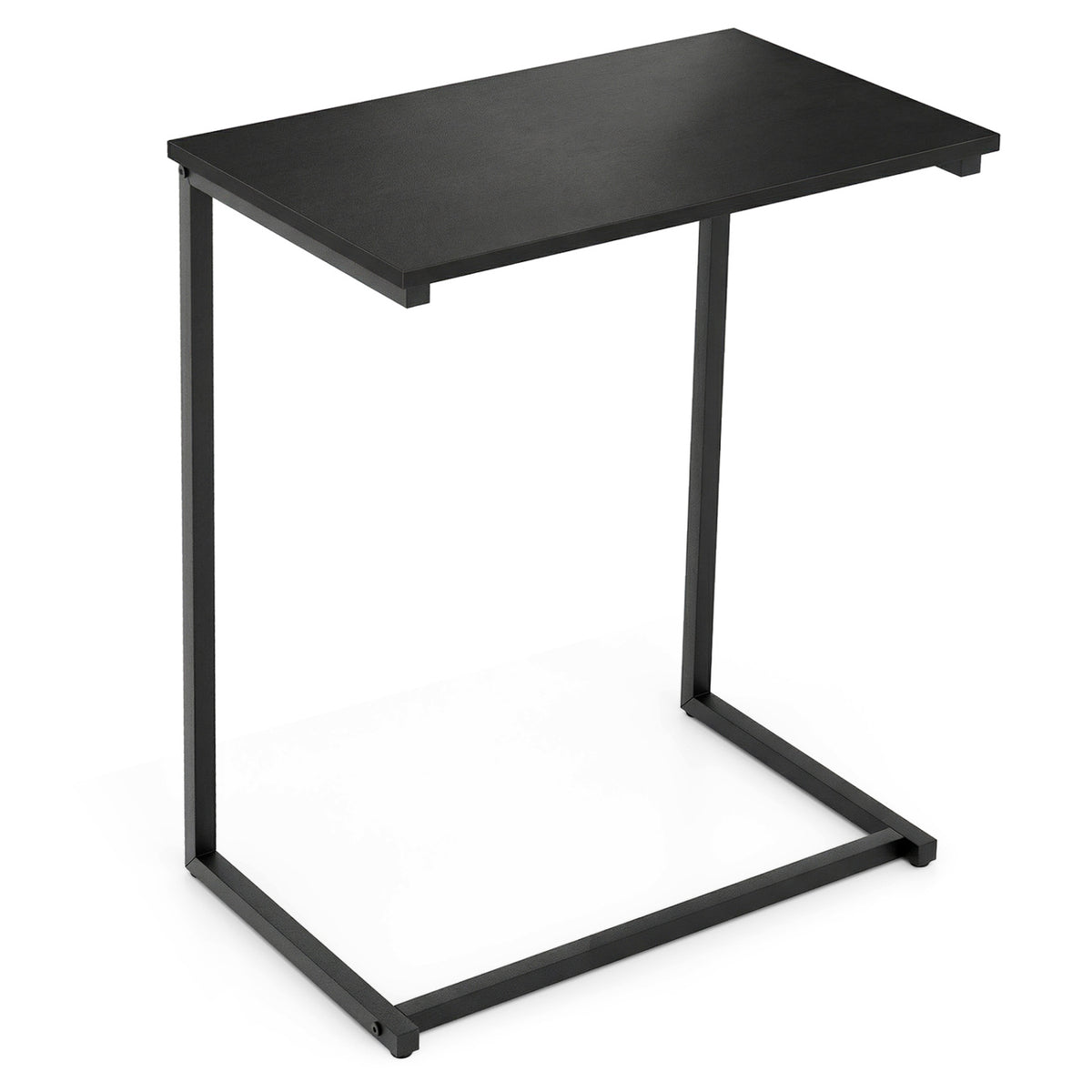 C-Shaped End Table with Metal Frame, Black