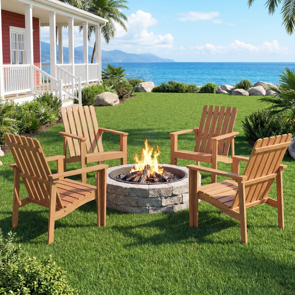 Acacia Wood Outdoor Patio Chair with Slatted Backrest and Seat