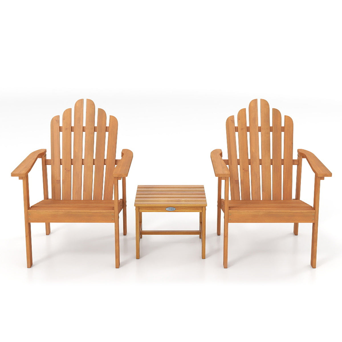 3 Pieces Rattan Bistro Set - Acacia Wood Patio Furniture