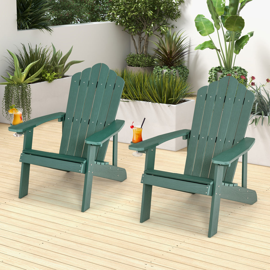 2 Pieces Adirondack Chair Set with Ergonomic Design for Porch and