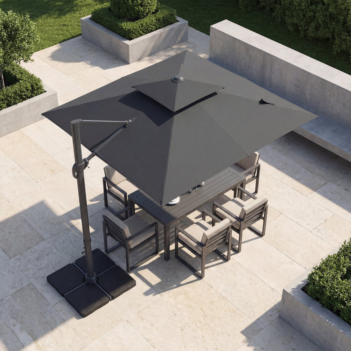 10 FT Aluminum Pole Patio Cantilever Umbrella with 220 LBS Base