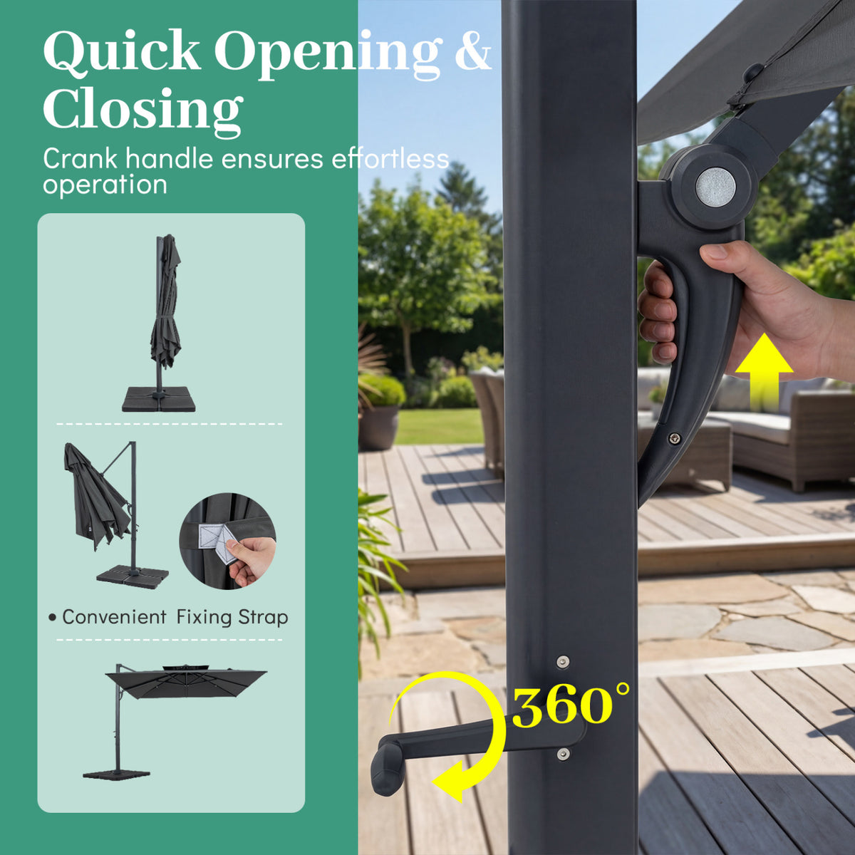 10 FT Aluminum Pole Patio Cantilever Umbrella with 220 LBS Base
