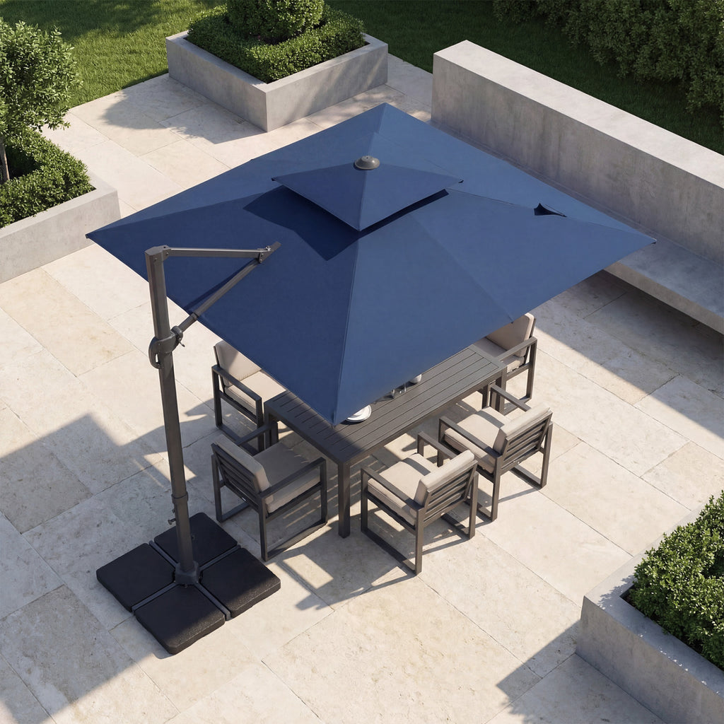 10 FT Aluminum Pole Patio Cantilever Umbrella with 220 LBS Base