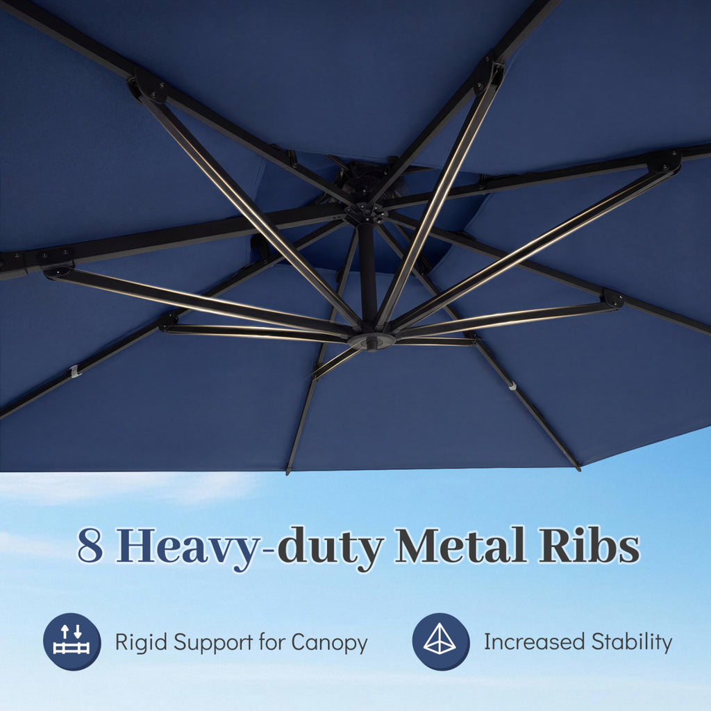 10 FT Aluminum Pole Patio Cantilever Umbrella with 220 LBS Base