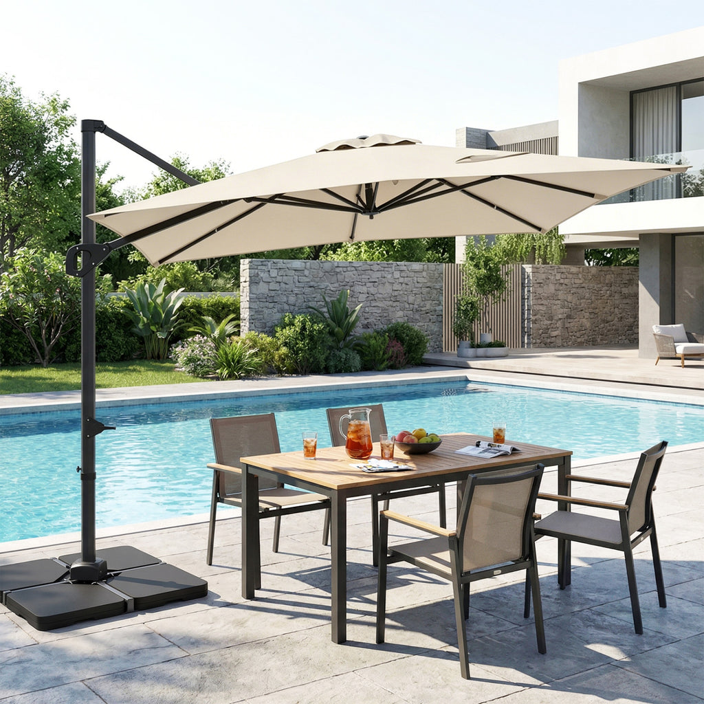 11 x 9 FT Aluminum Pole Outdoor Offset Hanging Umbrella with 220 LBS