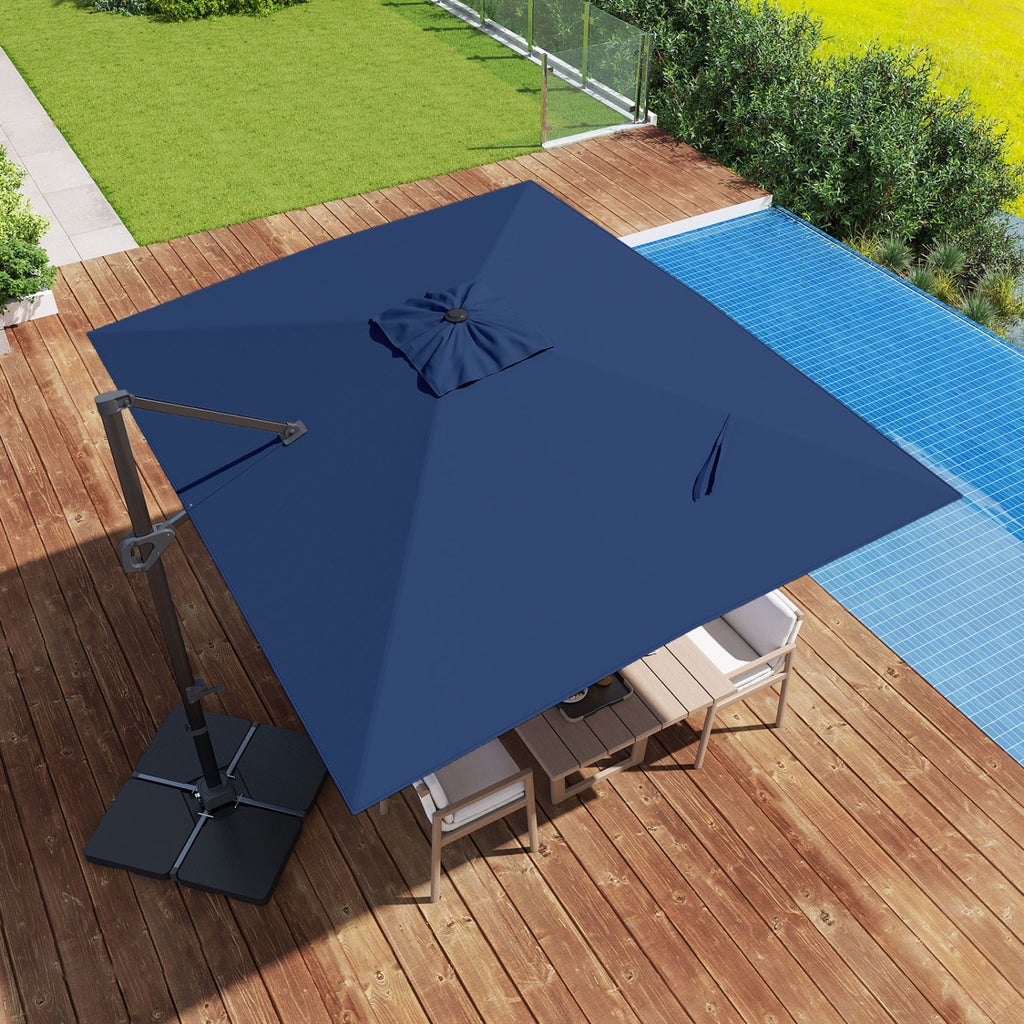11 x 9 FT Aluminum Pole Outdoor Offset Hanging Umbrella with 220 LBS