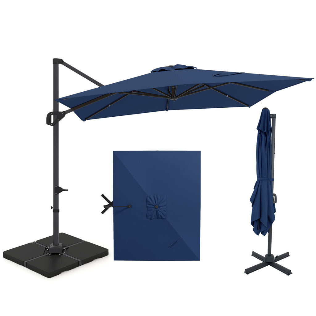 11 x 9 FT Aluminum Pole Outdoor Offset Hanging Umbrella with 220 LBS