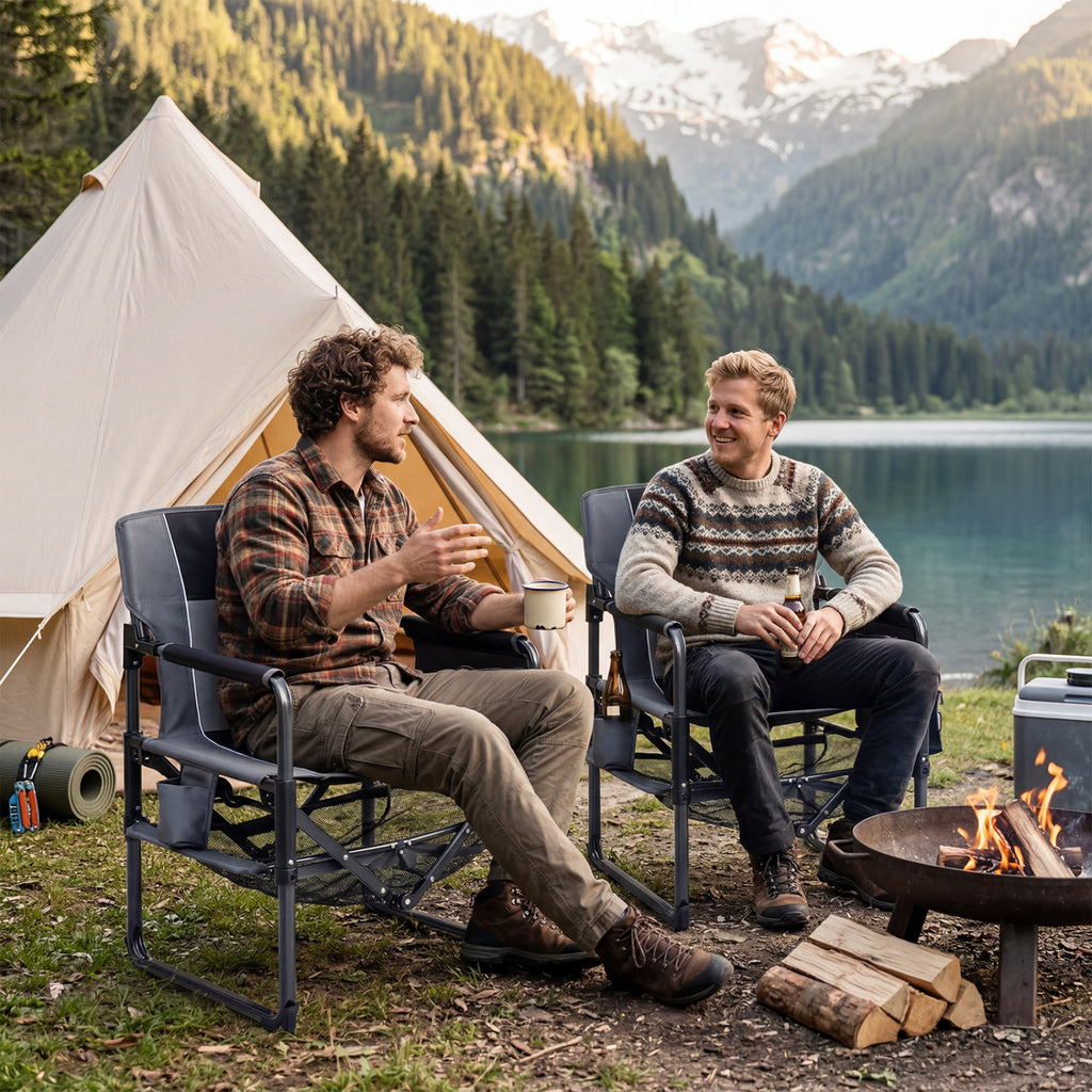 Set of 2 Heavy Duty Outdoor Camping Chair with Cup Holder
