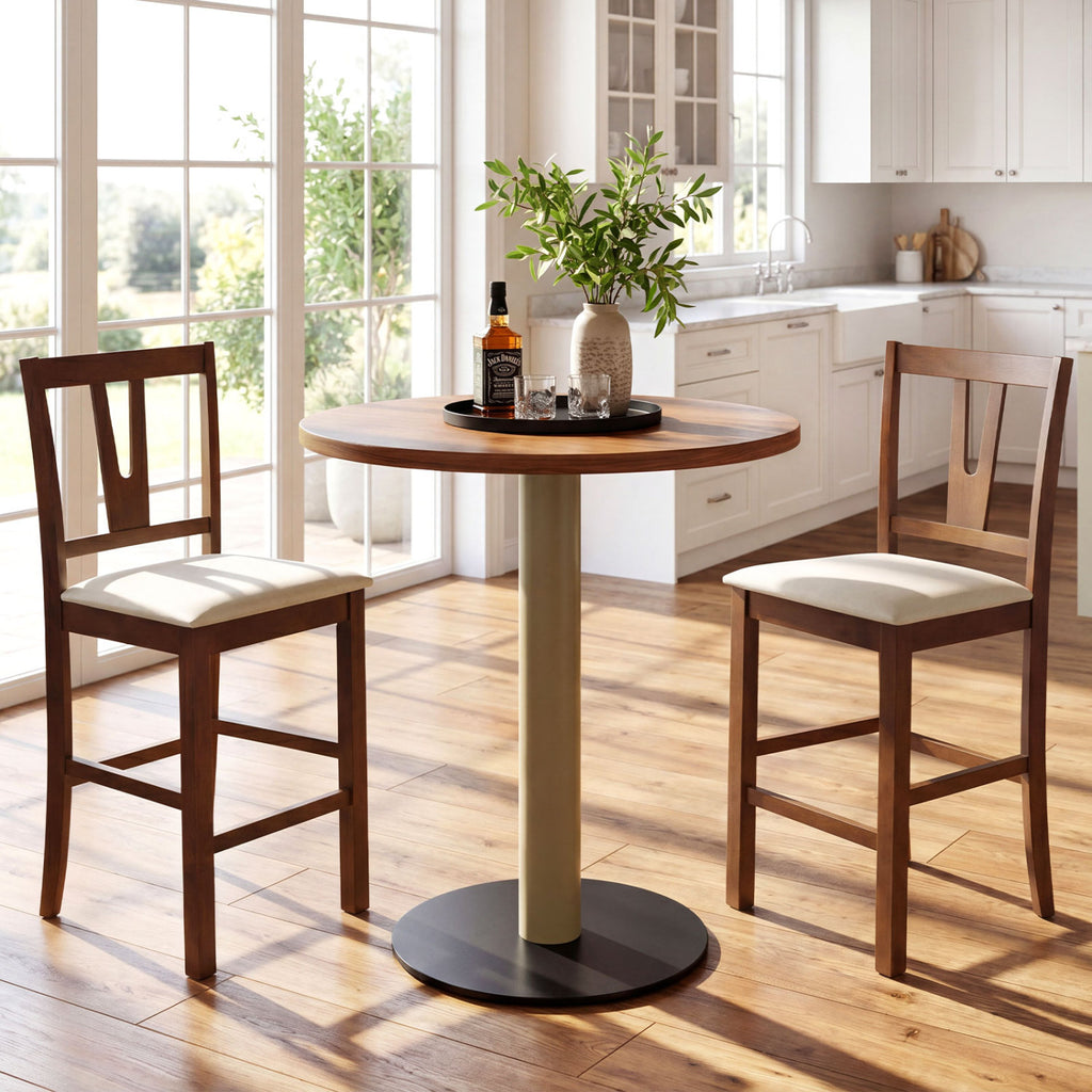 Counter Height Bar Stools with V-Back Support, Set of 2