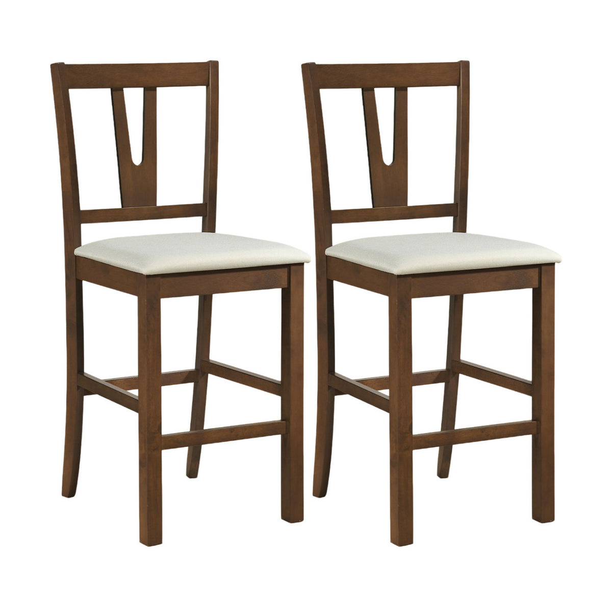 Counter Height Bar Stools with V-Back Support, Set of 2