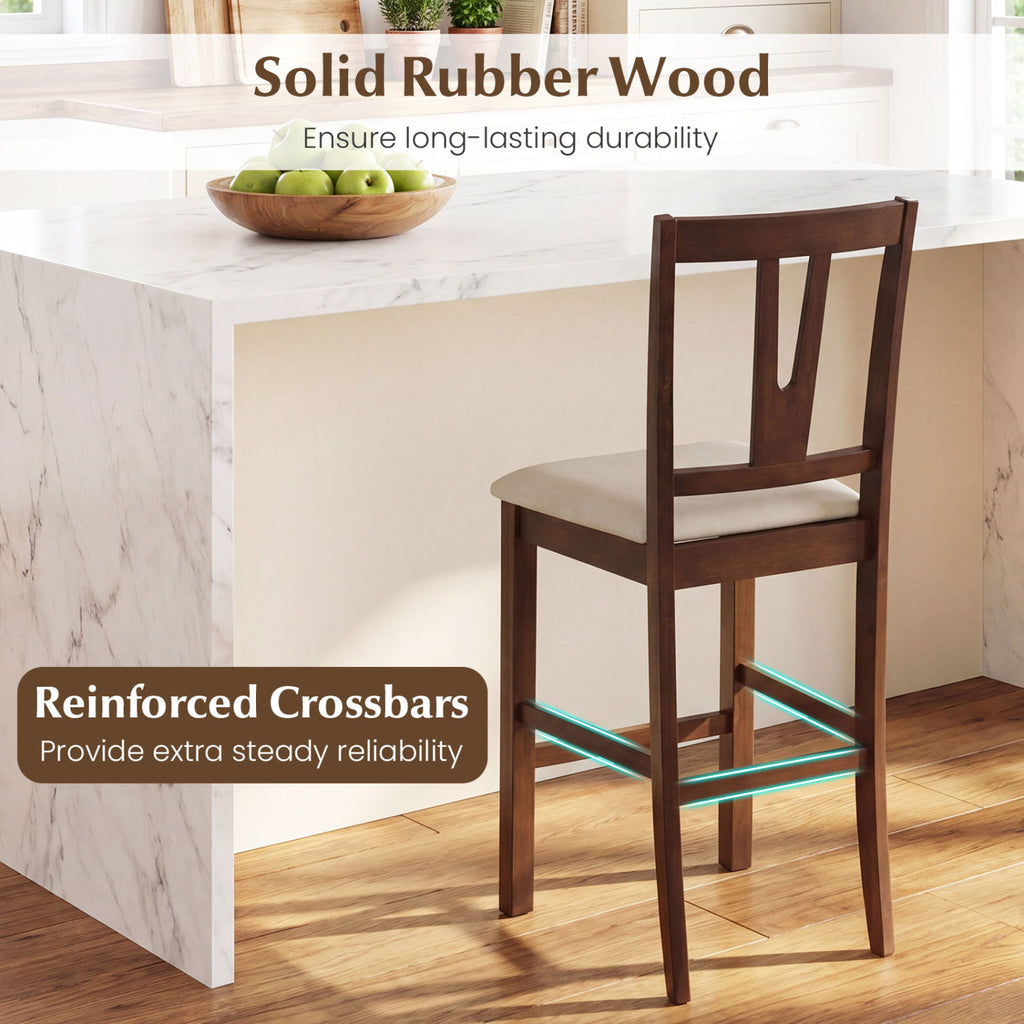 Counter Height Bar Stools with V-Back Support, Set of 2