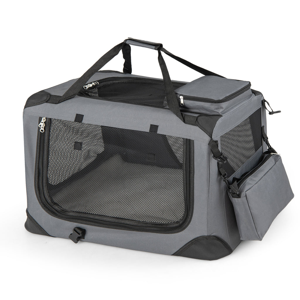 4 Sizes Collapsible Soft Dog Crate with Mesh Windows & 3 Doors - Travel & Home