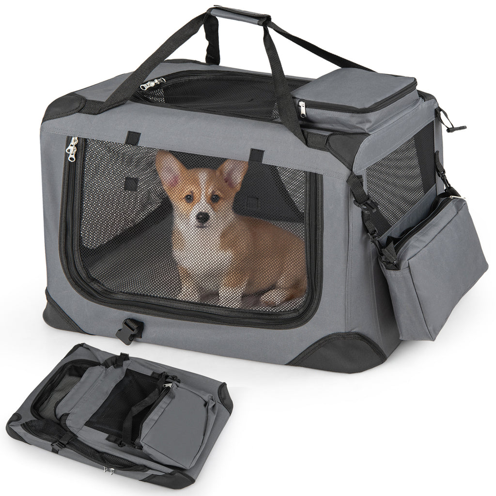 4 Sizes Collapsible Soft Dog Crate with Mesh Windows & 3 Doors - Travel & Home