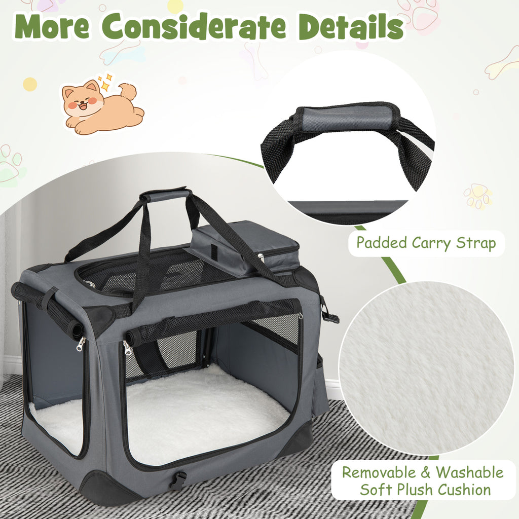 4 Sizes Collapsible Soft Dog Crate with Mesh Windows & 3 Doors - Travel & Home