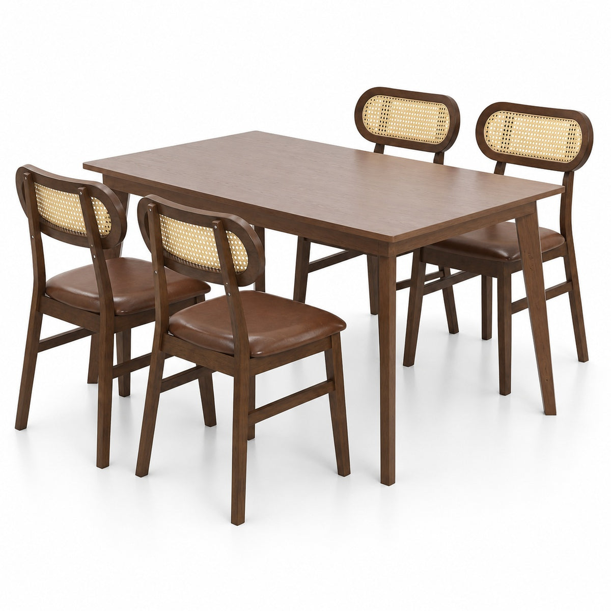 Dining Chair Set of 2, White - Mid Century Wood