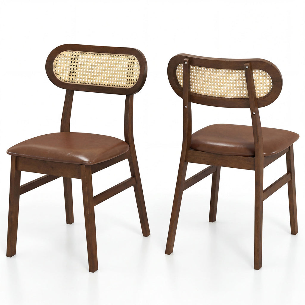 48 Inch Mid Century Dining Table Set for 4 with Rattan Chairs